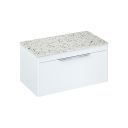 Britton Shoreditch Matt White Single Drawer Wall Hung Vanity Unit with Ice Blue Worktop 850mm