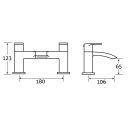 Tear Chrome Bath Filler Tap - Dimensions