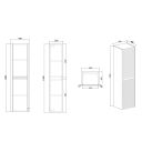 Liora Wall Hung Matt White Ribbed Tall Storage Unit Spec Drawing