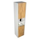 Snowdon White and Oak Wall Hung Tall Storage Cabinet