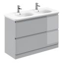 Neon Gloss Light Grey Floor Standing Vanity Unit with Lynx Resin Basin 1200mm