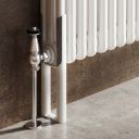 Upton White Double Vertical Traditional Column Radiator Feet