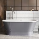 Glendale Matt Grey Industrial Freestanding Acrylic Bath 1676x780mm - roomset