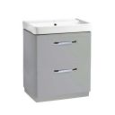 Tavistock Compass Gloss Light Grey Double Drawer Floor Standing Vanity Unit with Ceramic Basin 600mm