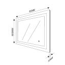 Feechi White & Blue LED Light Backlit Bathroom Mirror 800x600mm Dimension Drawing