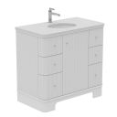 Hayward White Ribbed Floor Standing Vanity Unit 900mm