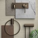 Moray Satin Bronze wall mounted basin tap featuring a textured knurled detailing - Moodboard