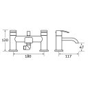 Harlow Chrome Bath Shower Mixer Tap dimensions