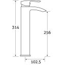 Tear Chrome Tall Basin Mixer Tap - Dimensions