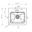 Ellis Wall Hung 500mm Vanity Unit Spec Drawing