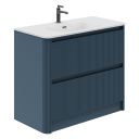 800mm Wish Ribbed Floorstanding Vanity Unit with Drawers in Blue