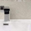 Chrome Basin Mixer Tap with Push Button waste
