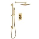 Zena Brushed Gold Square Double Outlet Valve with Slide Rail Kit, Shower Head