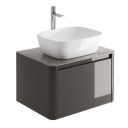 Callerton Titanium Grey Wall Hung Vanity Unit with Grey Marble Worktop 650mm