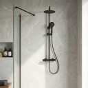 Vibra Matt Black Round Thermostatic Shower Pack
