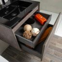 Odion Metallic Wall Hung Vanity Unit with Black Basin 600mm