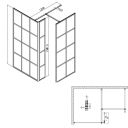 Amien Matt Black Grid Crittal Glass Pivot Return Panel 300mm Spec Drawing