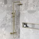 Elora Brushed Gold Round Thermostatic Shower Pack Room Set