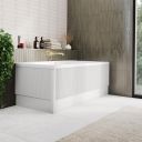 Bryce 800mm Ribbed Matt White End Bath Panel with Corner Post
