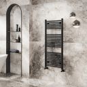 Neptune Matt Black Heated Towel Rail 1200x600mm