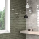 Navajo Oliva Gloss Ceramic Brick Tile 75x300mm