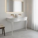 Laine Gloss White Double Console Basin with Wooden Stand