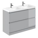 Neon Gloss Light Grey Floor Standing Vanity Unit with Resin Basin 1200mm