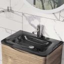 Erin Light Oak Wall Hung Vanity Unit with Grey Glass Basin 900mm