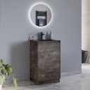 Odion Metallic Floor Standing Vanity Unit with Black Basin 500mm