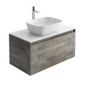 Odion 900mm Wall Hung Vanity Unit in Metallic with White Worktop