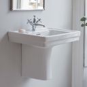 Burlington Edwardian Large Square Basin & Semi Pedestal 1 Tap Hole