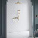 Aqualisa S3 Gold Digital Shower Dual Outlet (Slide Rail Kit with Fixed Wall Head) HP/Combi Displayed in a modern roomset with white tiles