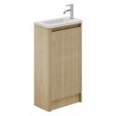 Wish Natural Oak Floor Standing Cloakroom Vanity Unit with Ceramic Basin