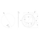 Felix Round Circle Backlit LED Heated Bathroom Mirror 600x600mm Dimension Technical Drawing