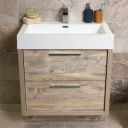 Winslow Light Sawn Oak Floor Standing Vanity Unit with Basin 600mm in a roomset 