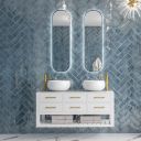 Lugano Blue Ceramic Brick Tile 100x300mm
