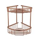 Brushed Bronze Double Corner Shower Basket