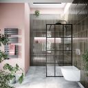 Amien Matt Black Grid Framed Shower Screen