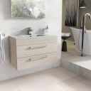 Nante Light Elm Wall Hung Vanity Unit with Glass Basin 800mm