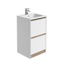Newbury Floor Standing Vanity Unit in Matt White & Sawn Oak - 500mm