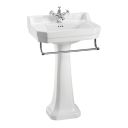 Burlington Edwardian Medium Square 1 Tap Hole Basin & Pedestal with Towel Rail