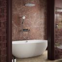 Aqualisa S3 chrome Smart Digital Shower Triple Outlet (Slide Rail Kit with Fixed Wall Head) HP/Combi Displayed in a modern roomset with stone brown tiles