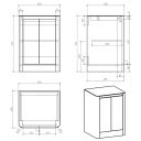 Callerton Titanium Grey Floor Standing Vanity Unit with White Marble Worktop 550mm dimensions
