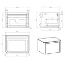 Callerton Titanium Grey Wall Hung Vanity Unit with Grey Marble Worktop 650mm dimensions