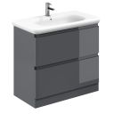 Neon Gloss Titanium Grey Floor Standing Vanity Unit with Lynx Resin Basin 900mm