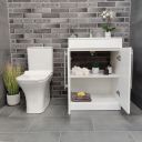 Apex 615mm Floor Standing Vanity Unit & Basin in Gloss White with Matt Black Handles