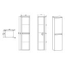 Neon Gloss Titanium Grey Wall Mounted Tall Storage Cabinet - Technical drawing