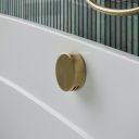 Aqualisa S3 Gold Bath filler with teal tiled background