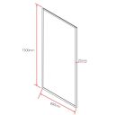 Amien Framed Clear Glass Bath Screen - Matt Black 1500x800 specification