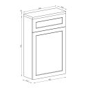 Technical drawing of a traditional matt white WC Unit with dimensions
